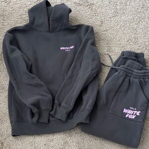 White Fox Gray Hoodie and Sweatpants Set